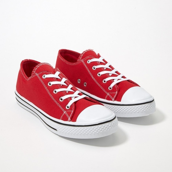 Streetwear Society Shoes - Streetwear Society Low Top Red Canvas Sneakers